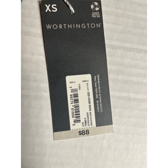 NWT-Worthington Womens Sleeveless Midi Sweater Dress Navy XS side slit slip - Picture 9 of 15